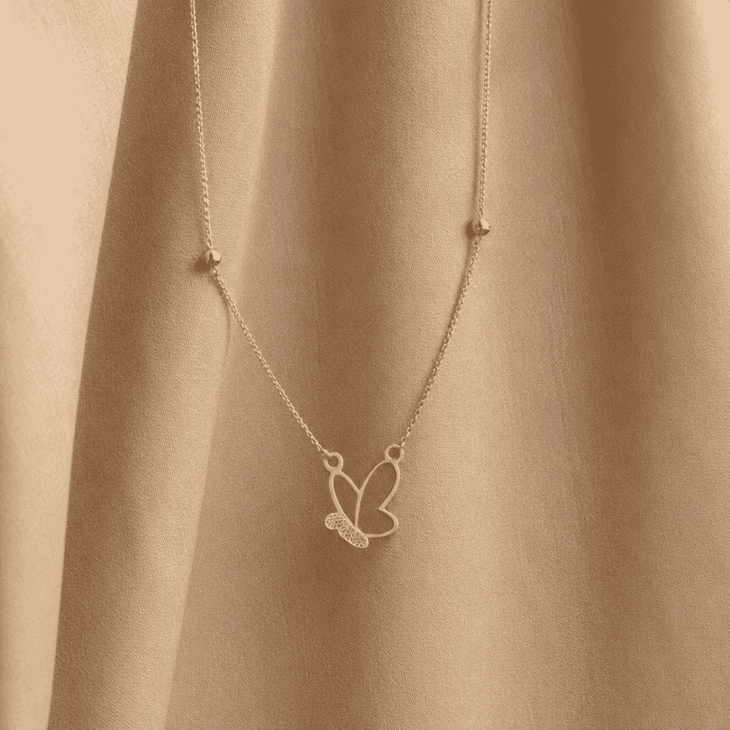 Golden Bloom Butterfly Necklace